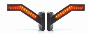 2x Lampa obrysowa WAŚ W168.8 1347 L+P LED boczna biało - czerwono - pomarańczowa + światło STOP + dynamiczny kierunkowskaz, na gumowym ramieniu KOMPLET