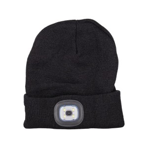 CZAPKA MĘSKA ZIMOWA ROBOCZA Z LATARKĄ CZOŁOWĄ LED WYWIJANA USB