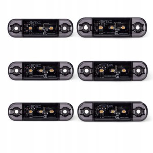 ZESTAW 6x Lampa obrysowa obrysówka 3 LED pomarańczowa żółta DARK SLIM