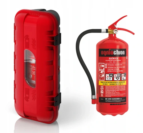 Skrzynka / szafka na gaśnicę 6 kg renomowanej włoskiej firmy DAKEN model STRIKE + Gaśnica proszkowa 6kg model GP-6X ABC/MP firmy OGNIOCHRON
www.bmefekt.pl