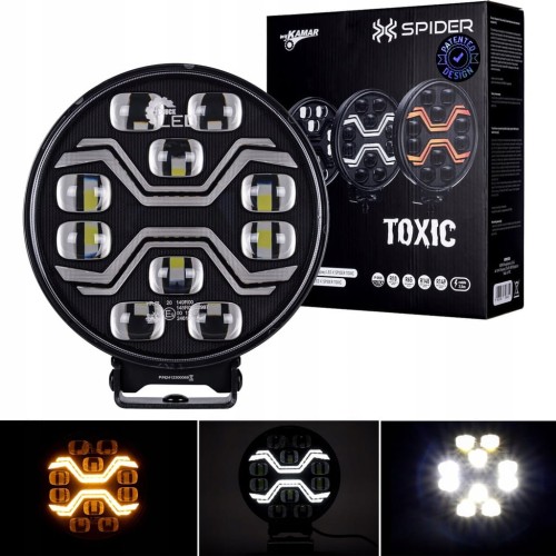 Lampa X SPIDER TOXIC HALOGEN Reflektor DROGOWY DALEKOSIĘŻNA LED STROBO+POZ. L3440
