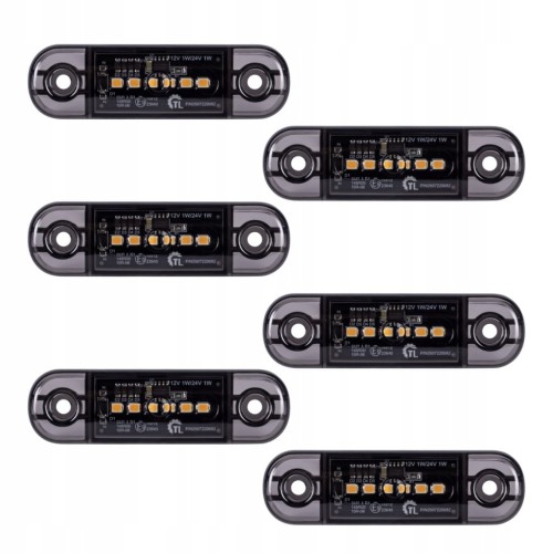 Lampa obrysowa obrysówka 6 LED pomarańczowa / żółta DARK 12-24V SLIM