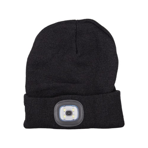 CZAPKA MĘSKA ZIMOWA ROBOCZA Z LATARKĄ CZOŁOWĄ LED WYWIJANA USB