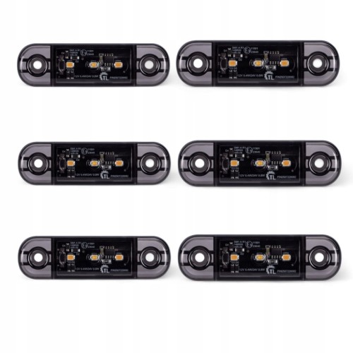 ZESTAW 6x Lampa obrysowa obrysówka 3 LED pomarańczowa żółta DARK SLIM