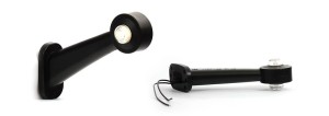 Lampa obrysowa LED boczna biało - czerwona WAŚ W21.3 136 L na gumowym ramieniu (klosz bezbarwny po obu stronach) LEWA