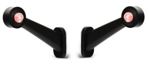 2x Lampa obrysowa LED boczna biało - czerwona WAŚ W21.3 136 P+L na gumowym ramieniu (klosz bezbarwny po obu stronach) KOMPLET