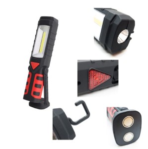 Latarka warsztatowa lampka lampa LED COB magnes + hak na baterie AAA